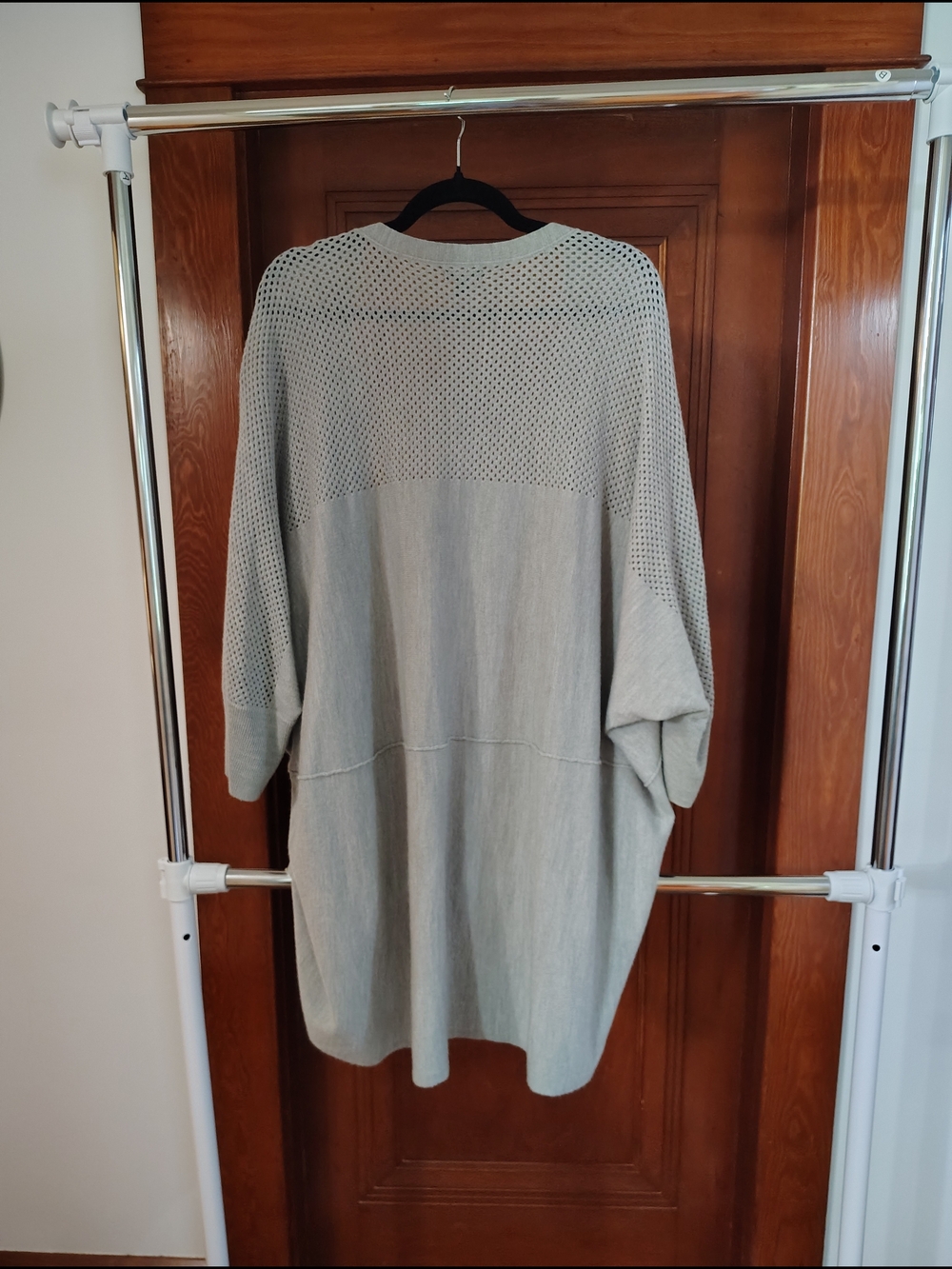 Apt. 9 Light Gray Draped Open-Front Cardigan with Mesh Panels - Picture 4 of 4